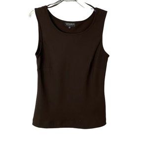 Studio I Womens Brown Sleeveless Round Neck Pullover Tank Blouse Top Size 10